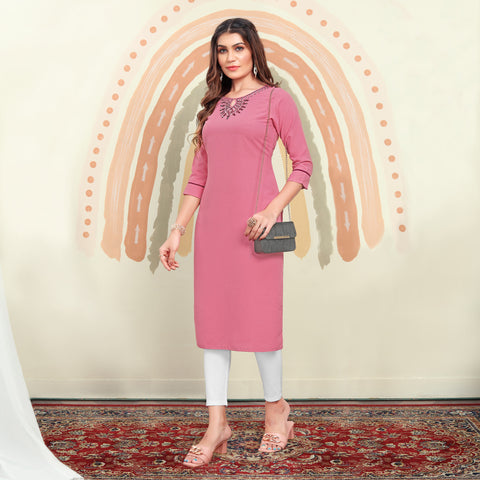 Buy Parnavi Chiken Embroidery Cotton Pink Kurti Online at Best Prices in  India - JioMart.